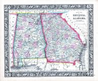 Georgia and Alabama, World Atlas 1864 Mitchells New General Atlas